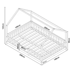 [En.Casa] Lit cabane Sisimiut avec matelas 140 x 200 cm vert menthe / blanc en.casa Clearance