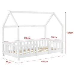 Enfant [En.Casa] Lit cabane Sisimiut avec matelas 70 x 140 cm blanc en.casa