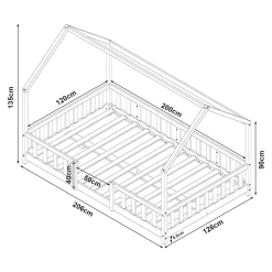 [En.Casa] Lit cabane Sisimiut avec matelas 120 x 200 cm vert menthe / blanc en.casa