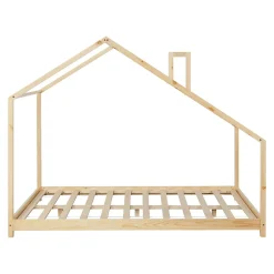 [En.Casa] Lit cabane Siuntio bois de pin 140 x 200 cm naturel en.casa
