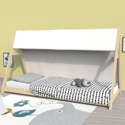 Weber Industries Lit cabane TIPI 90x200 + 1 toile + 1 sommier / Naturel New