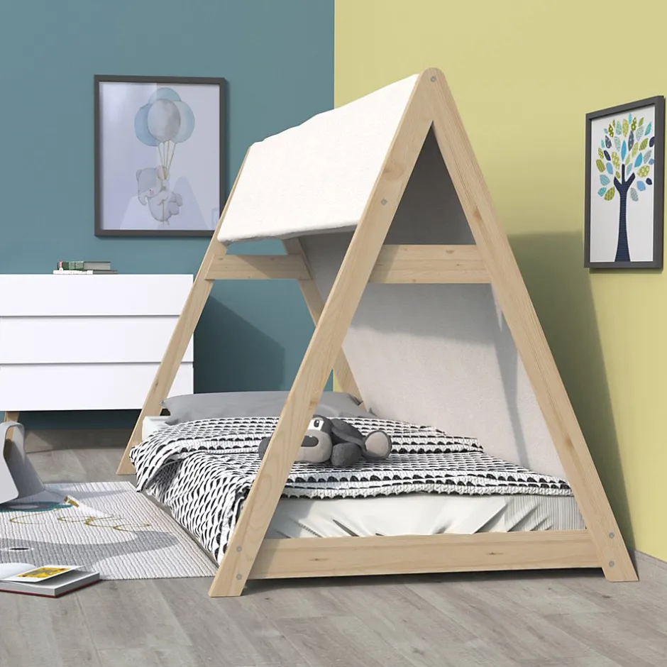 Weber Industries Lit cabane TIPI 90x190 + 1 toile + 1 sommier / Brut New