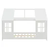 [En.Casa] Lit cabane Tostedt pour enfant forme maison bois de pin 120 x 200 cm blanc en.casa Discount