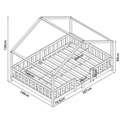 [En.Casa] Lit cabane Treviolo avec matelas à mousse froid 200 x 140 cm vert menthe / blanc en.casa Clearance