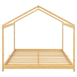 Enfant [En.Casa] Lit cabane Vindafjord pour enfant 140 x 200 cm forme maison bambou naturel en.casa