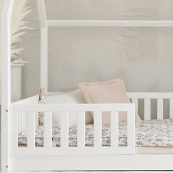 Petits-Meubles Lit cabane 140x200 barrières et sommier inclus pieds 1 cm Daisy Blanc Online