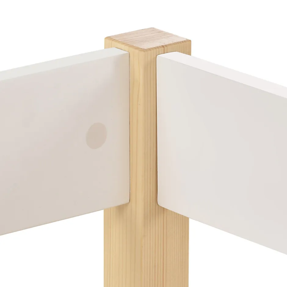 Enfant Okwish Lit cabane 90x190 cm - Lit enfant mi-hauteur avec protection antichute - Bois massif - Sans Matelas - Blanc