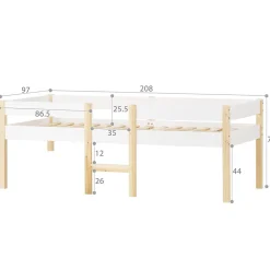 Okwish Lit cabane 90x200 cm - Lit enfant mi-hauteur avec protection antichute - Bois massif - Sans Matelas - Blanc Best