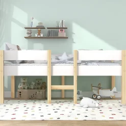 Okwish Lit cabane 90x200 cm - Lit enfant mi-hauteur avec protection antichute - Bois massif - Sans Matelas - Blanc Best