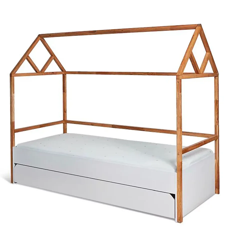 Petits-Meubles Lit cabane 90x200 sommier et tiroir inclus Bellamy Lotta Blanc Online