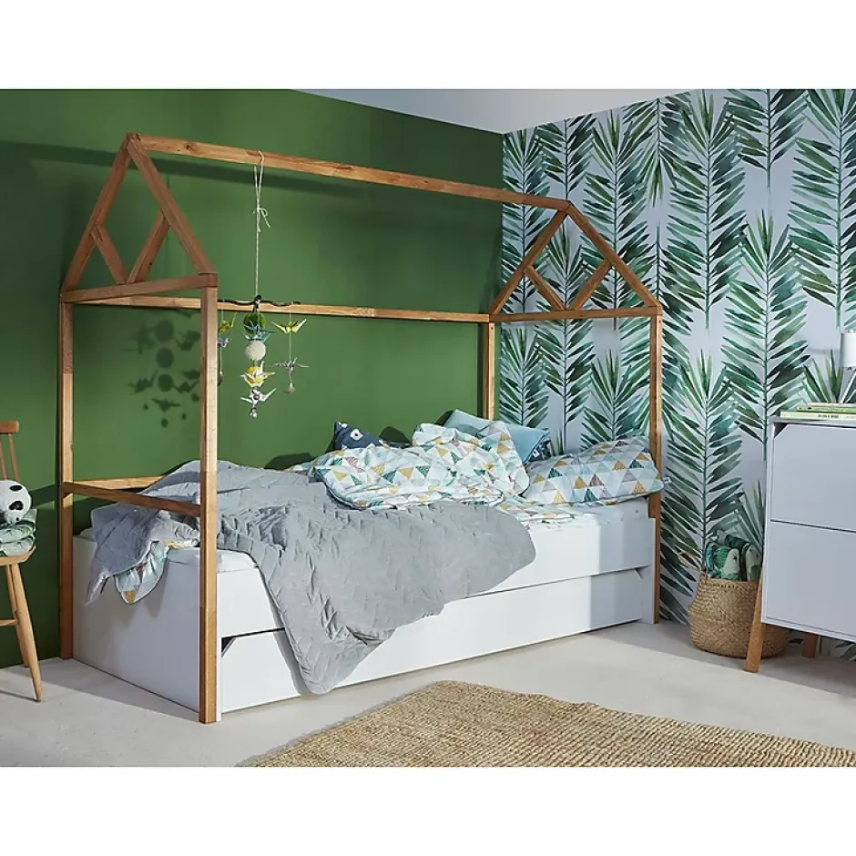 Petits-Meubles Lit cabane 90x200 sommier et tiroir inclus Bellamy Lotta Blanc Online