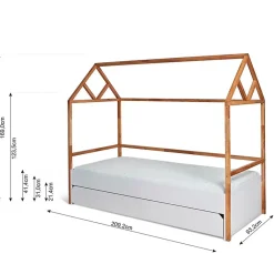 Petits-Meubles Lit cabane 90x200 sommier et tiroir inclus Bellamy Lotta Blanc Online
