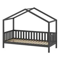 Enfant Petits-Meubles Lit cabane 90x200 sommier inclus Vipack Dallas Anthracite