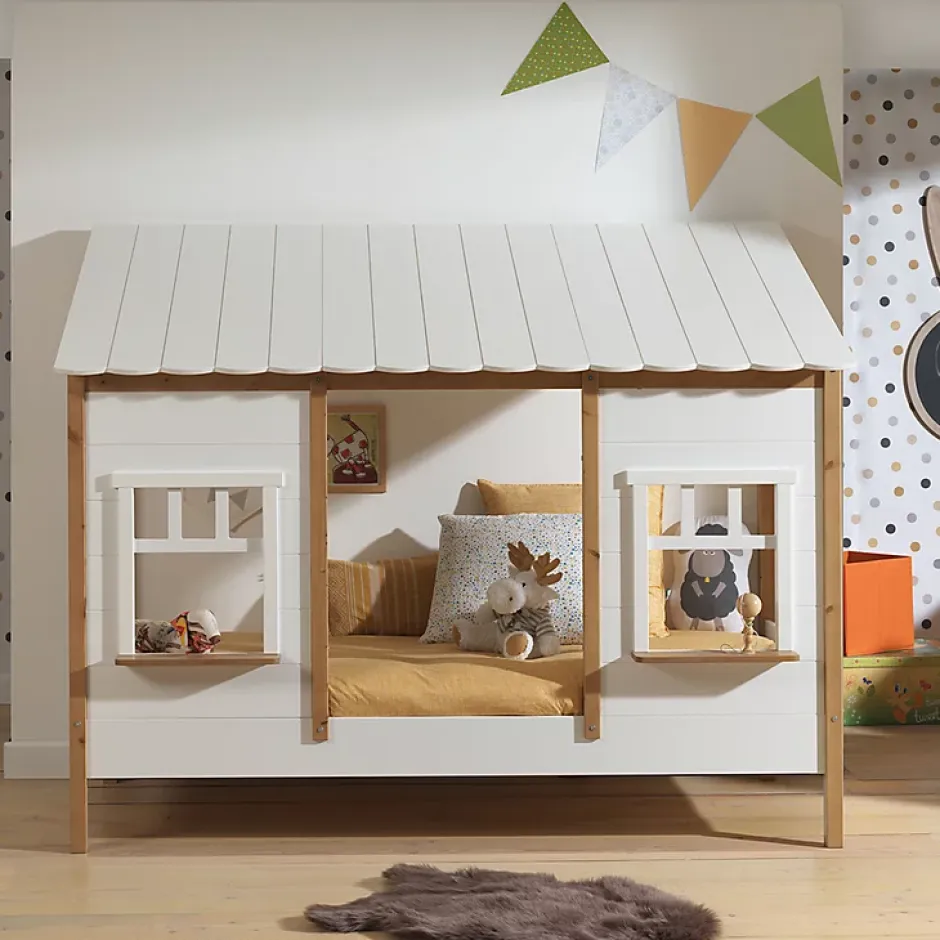 Petits-Meubles Lit cabane 90x200 sommier inclus Vipack Housebed Blanc et bois Online