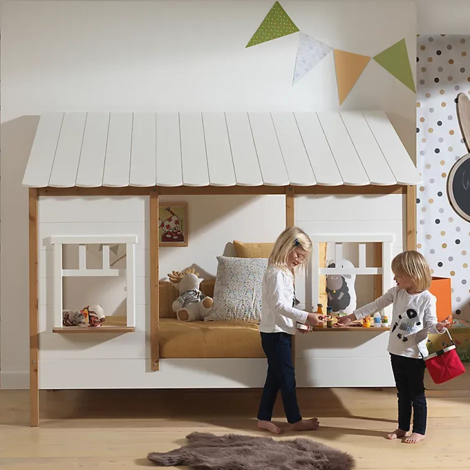 Petits-Meubles Lit cabane 90x200 sommier inclus Vipack Housebed Blanc et bois Online