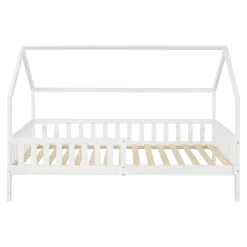 [En.Casa] Lit cabane Ydre bois de pin 120 x 200 cm blanc en.casa Clearance