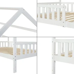 [En.Casa] Lit cabane Ydre bois de pin 120 x 200 cm blanc en.casa Clearance