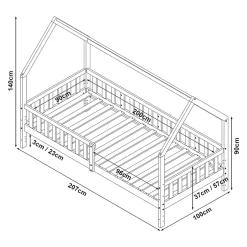 [En.Casa] Lit cabane Ydre bois de pin 90 x 200 cm blanc en.casa New