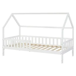 [En.Casa] Lit cabane Ydre bois de pin 90 x 200 cm blanc en.casa New