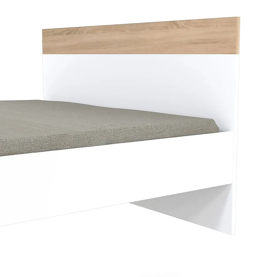 Weber Industries Lit CAMPER 160x200 cm / Décor chêne blanchi et blanc