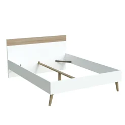 Weber Industries Lit CAMPER 160x200 cm / Décor chêne blanchi et blanc