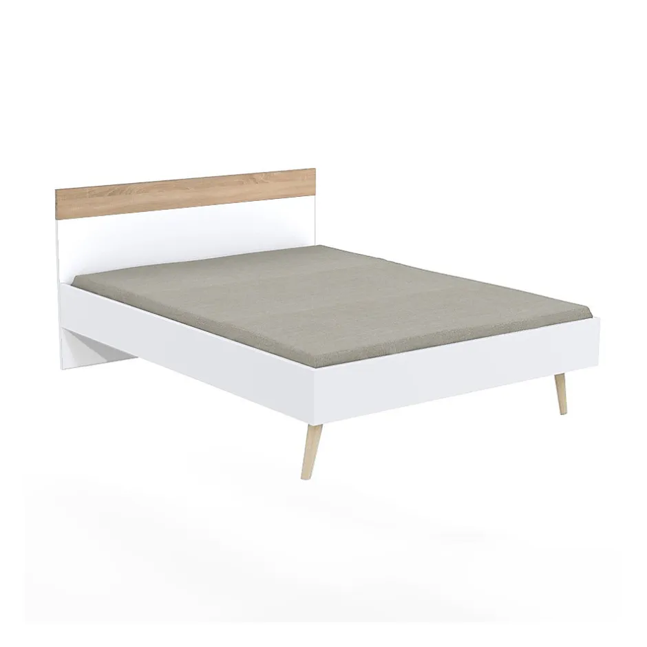 Weber Industries Lit CAMPER 140x190 cm / Décor Chêne blanchi et blanc