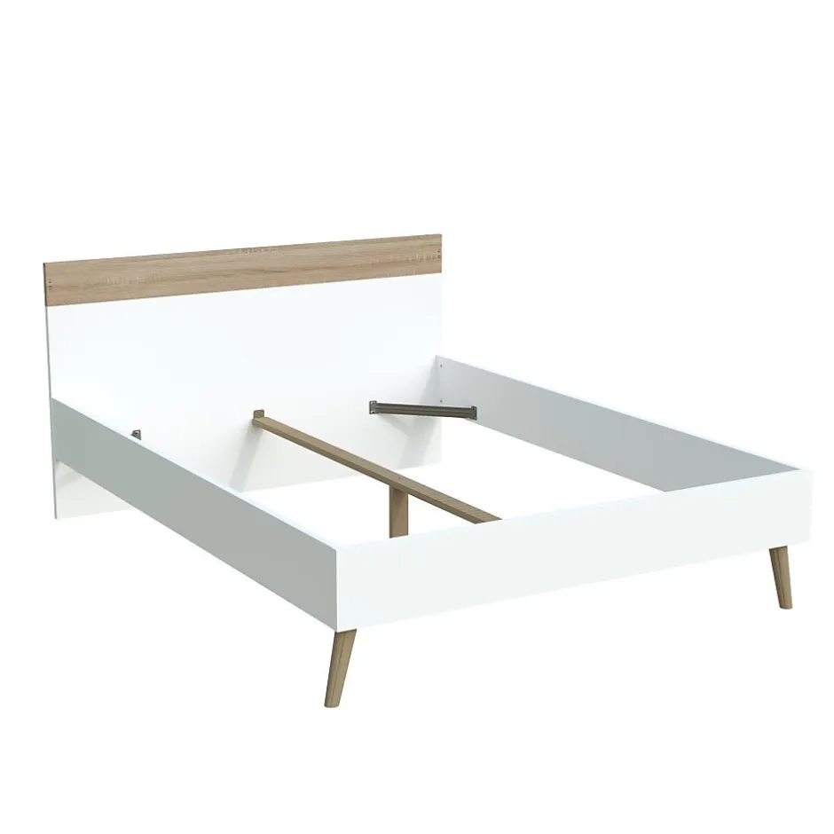 Weber Industries Lit CAMPER 140x190 cm / Décor Chêne blanchi et blanc
