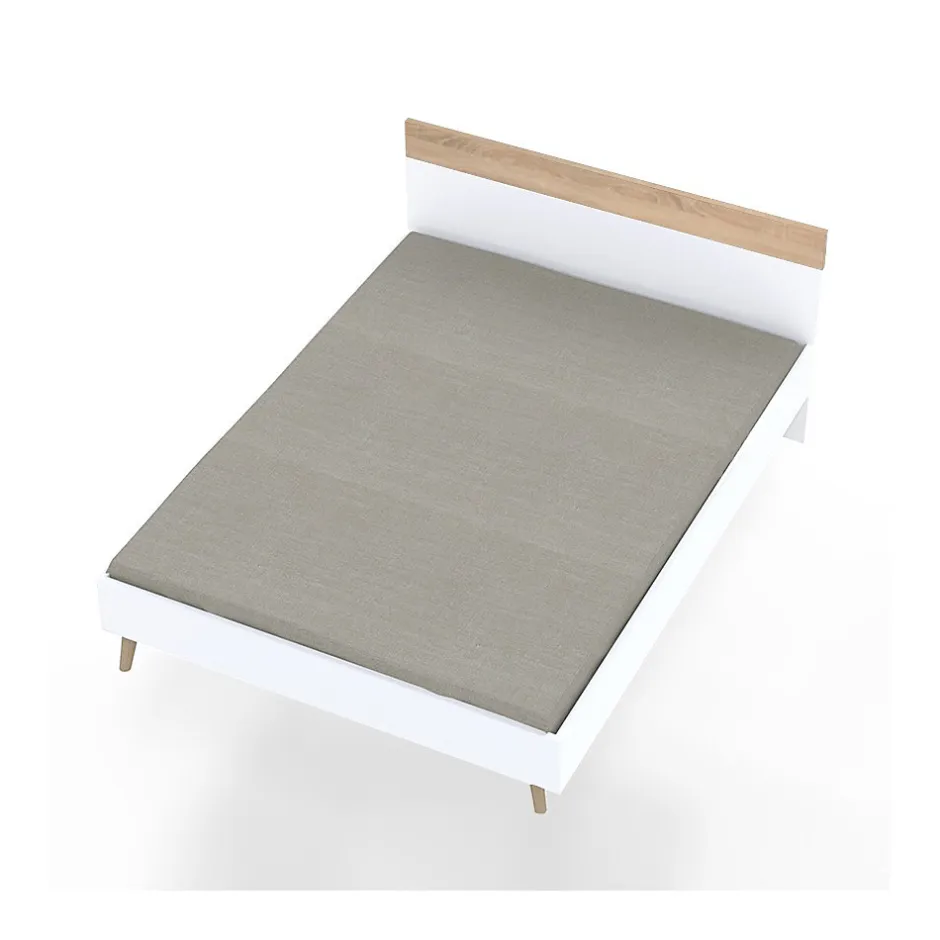 Weber Industries Lit CAMPER 140x190 cm / Décor Chêne blanchi et blanc