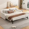 Enfant Fortuna lai Lit Canapé 90x200cm, Avec Lit Escamotable, USB, Beige