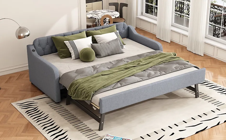 Fortuna lai Lit Canapé 90x200cm, Avec Lit Escamotable, USB, Gris Online