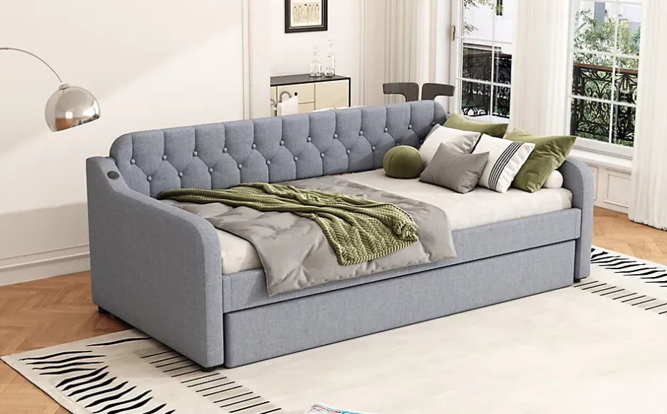 Fortuna lai Lit Canapé 90x200cm, Avec Lit Escamotable, USB, Gris Online