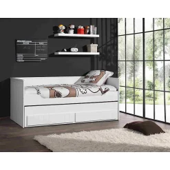 Enfant Petits-Meubles Lit capitaine 90x200 Sommier Inclus Vipack Robin - Blanc