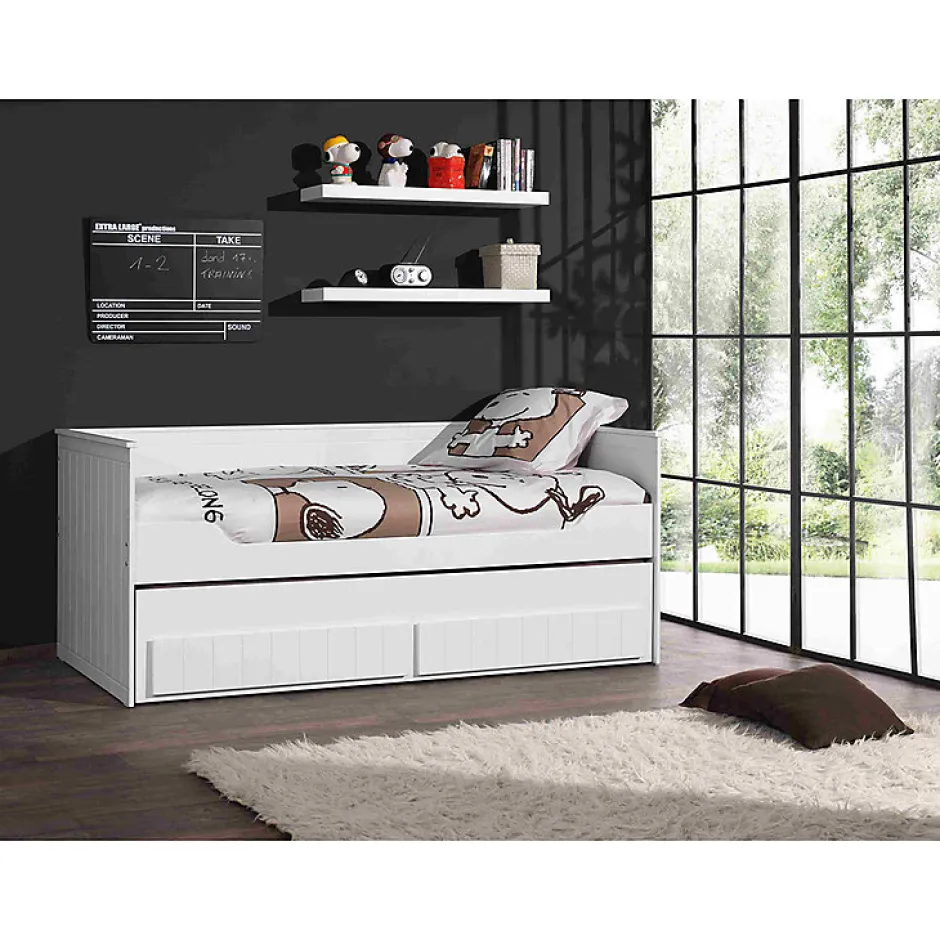Enfant Petits-Meubles Lit capitaine 90x200 Sommier Inclus Vipack Robin - Blanc