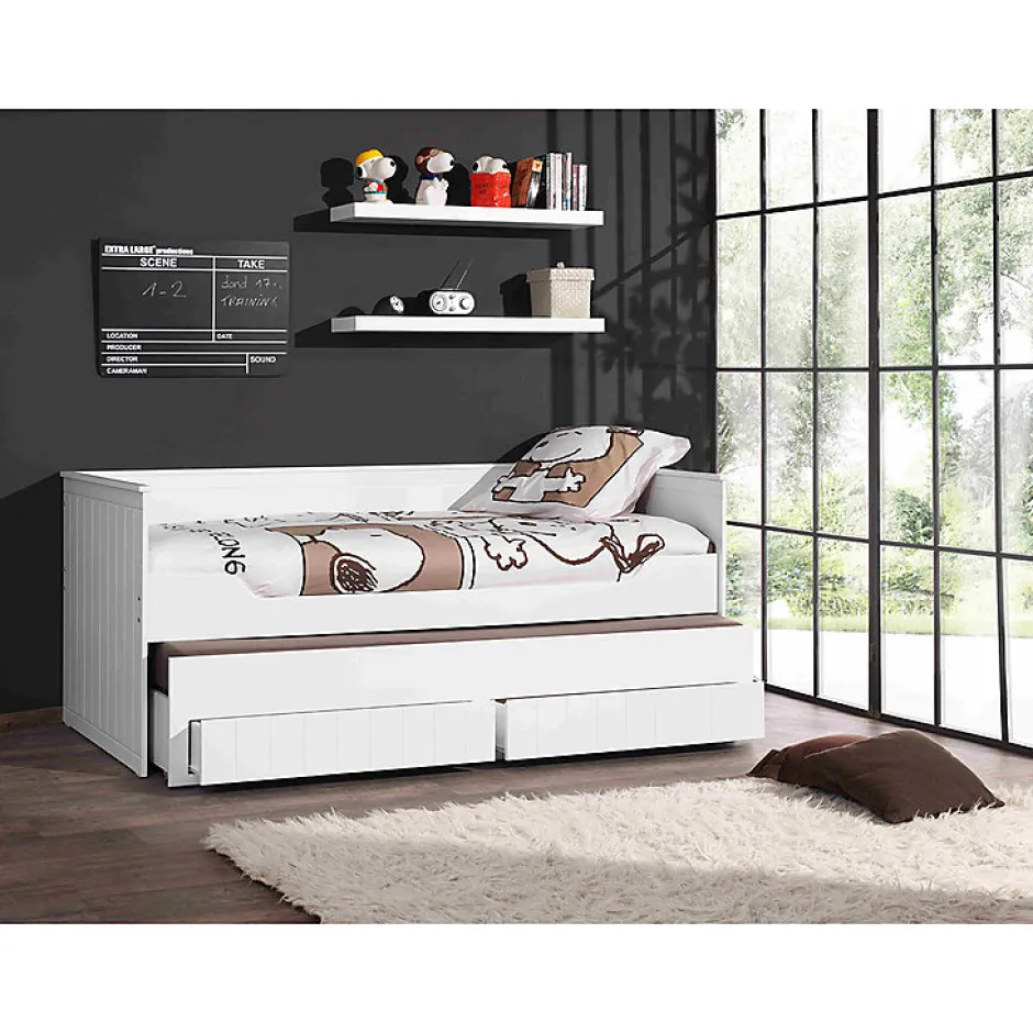 Enfant Petits-Meubles Lit capitaine 90x200 Sommier Inclus Vipack Robin - Blanc