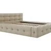 Vente-unique Lit capitonné 160 x 200 cm - Tissu chiné - Beige - LERUCO New