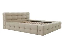 Vente-unique Lit capitonné 160 x 200 cm - Tissu chiné - Beige - LERUCO New