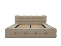 Vente-unique Lit capitonné 160 x 200 cm - Tissu chiné - Beige - LERUCO New