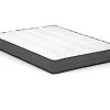 Vente-unique Lit capitonné 140 x 190 cm - Tissu chiné - Beige + Sommier + Matelas - LERUCO New
