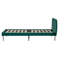 [En.Casa] Lit capitonné Porvoo 90 x 200 cm vert foncé en.casa