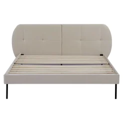 [En.Casa] Lit capitonné Porvoo 140 x 200 cm beige en.casa Clearance