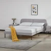 [En.Casa] Lit capitonné Porvoo 140 x 200 cm gris en.casa