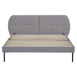 [En.Casa] Lit capitonné Porvoo 140 x 200 cm gris en.casa