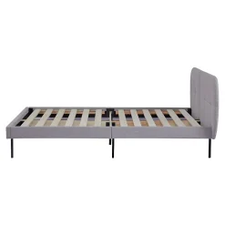 [En.Casa] Lit capitonné Porvoo 140 x 200 cm gris en.casa