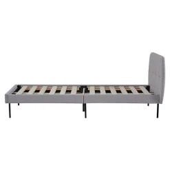 [En.Casa] Lit capitonné Porvoo 90 x 200 cm gris en.casa