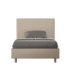Ityhome Lit capitonné 120x190 simili cuir gris tourterelle Focus sans sommier New