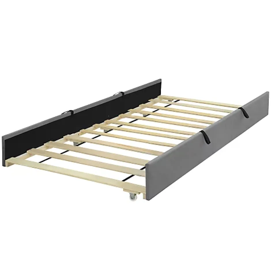 ModernLuxe Lit capitonné 90x190cm - lit gigogne - velours - gris (matelas non inclus) Sale