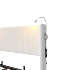 ProximaX Lit capitonné 140x200cm avec une lampe de lecture , Lit Coffre avec Espace de Rangement, Sommier à Lattes, velours côtelé, Beige