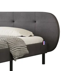 Concept Usine Lit capitonné 140x190cm gris avec tête de lit et sommier - TULSA Outlet
