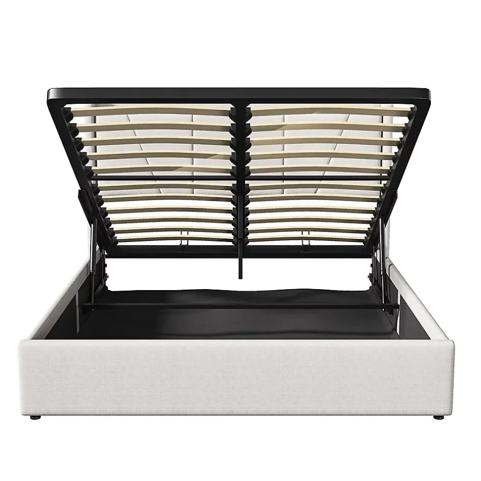 Fortuna lai Lit capitonné 160x200cm, lit coffre avec 2 USB+1 interface type-c, Rangement sous le lit,Beige New