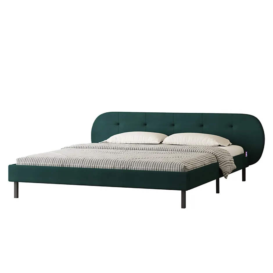 Concept Usine Lit capitonné 140x190cm vert avec tête de lit et sommier - TULSA Hot